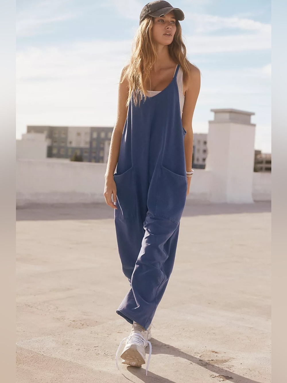 Free People FP Movement Hot Shot Onesie Navy Blue Slouchy Jumpsuit Small